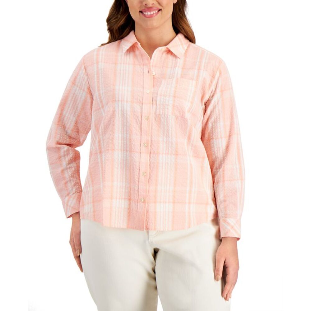 Style & Co Plus Size Plaid Boyfriend Shirt